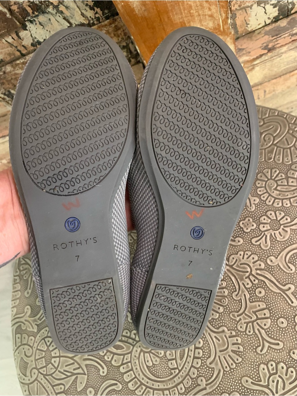 Rothy’s The Flat Slip-On Knit Ballet Flats Gray Birdseye NO INSOLES, EUC, 7 - Picture 7 of 7